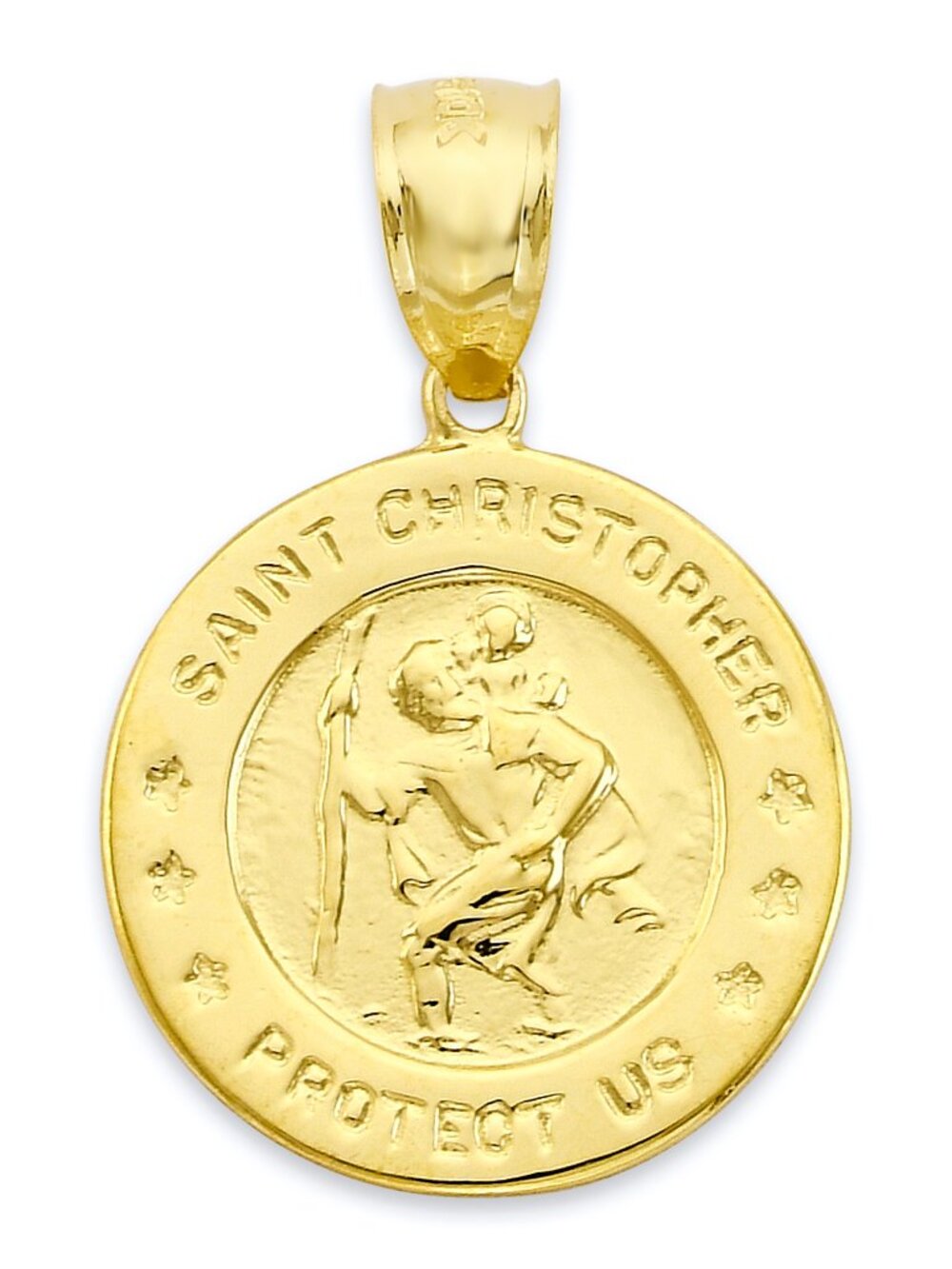 Solid 14k Gold Saint Christopher Pendant - Patron Saint for Travelers